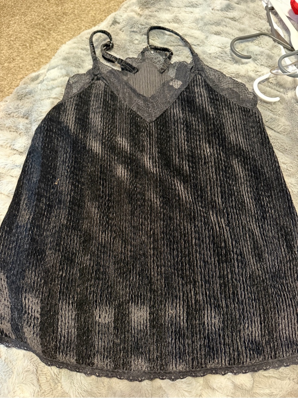 Women’s Black V-Neck Sweater Tank with Lace Trim